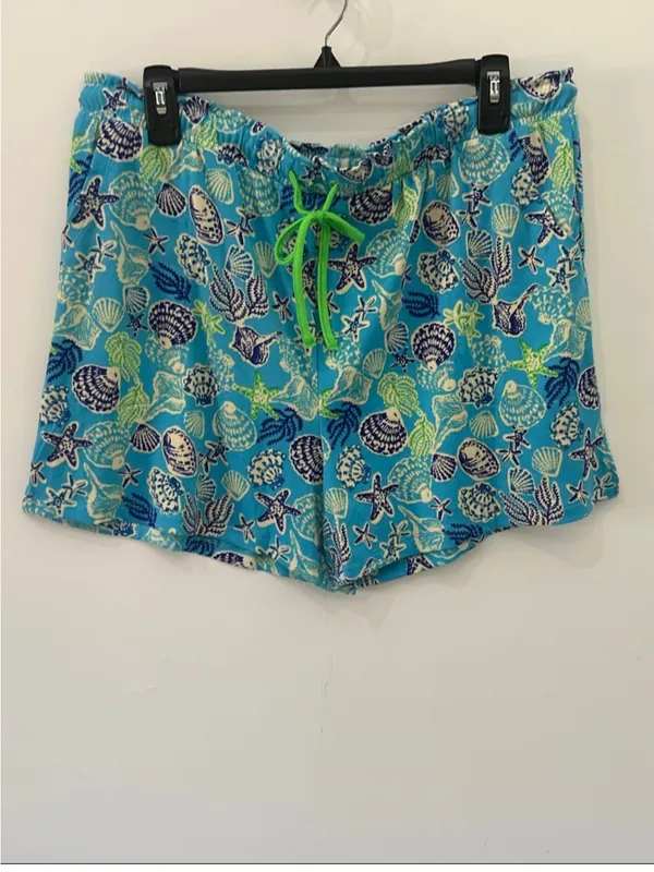 Cuddl Duds Pajama Set Cozy 2pc Tank Top Shorts NEW Blue Seashells XL - Image 5