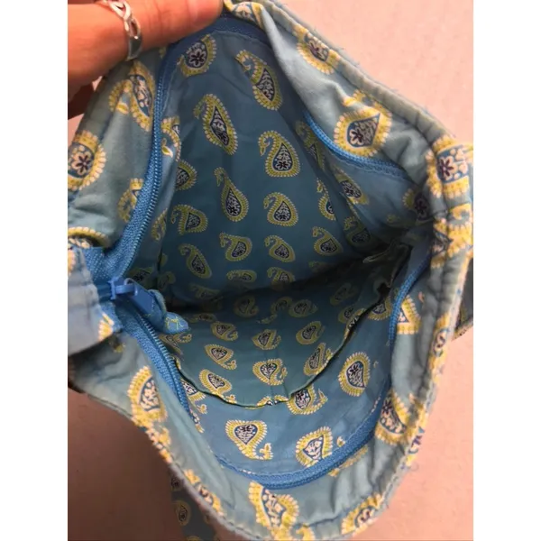 Vera Bradley Crossbody Bag Women Small Blue Quilted Paisley Hipster‎ Spring - Image 9