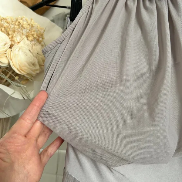Ruffle Halter Maxi Dress small Taupe Y2K whimsi Fairy Grunge Romantic Boho slit - Image 7