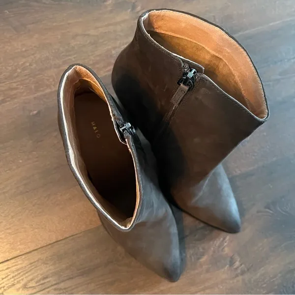 Halogen Brown Pointed Toe Bootie Stacked Heel - Image 7