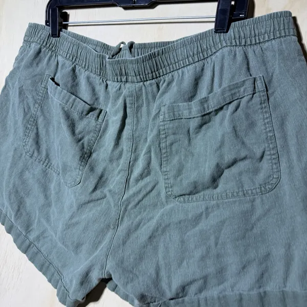 Old Navy Womens XL High Rise Linen Blend Shorts Sage Green Pull On Drawstring - Image 8