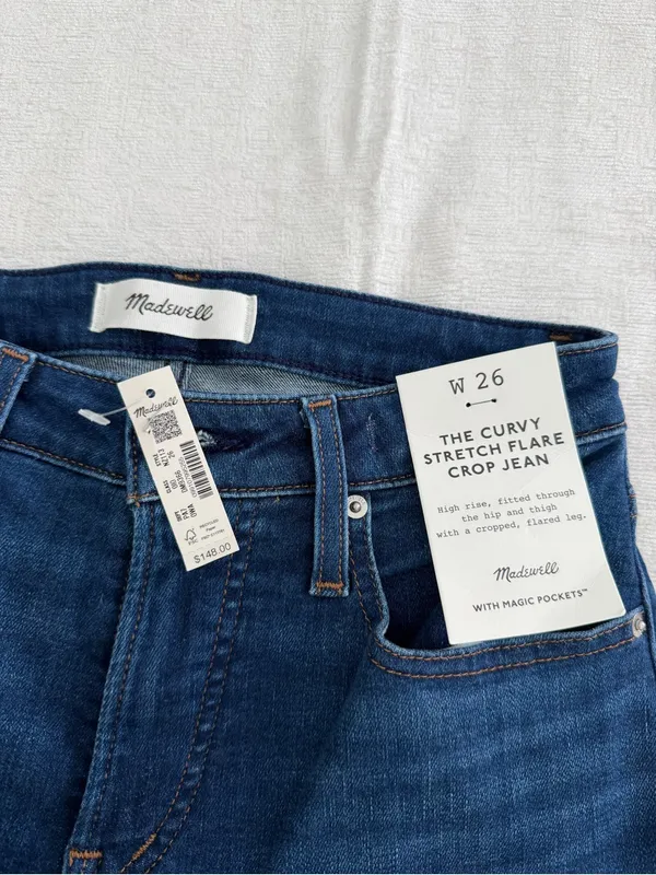 NWT Madewell Curvy Stretch Flare Crop Jeans Size 26 - Image 10