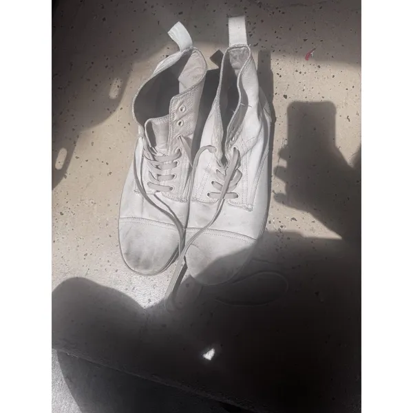 Divided H&M cream ivory canvas lace military boots womens size 12/ 45 - Image 2