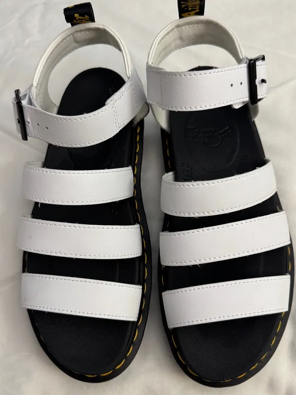 Dr. Martens White Triple-Strap Sandals with Black Sole size 9 NWOB - Image 2