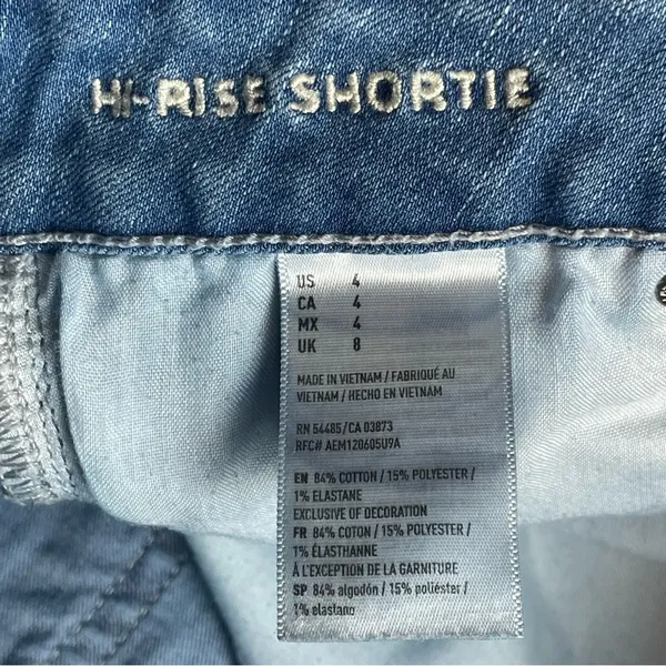 American Eagle Super Stretch Hi Rise Shortie Embroidered Flower Jean Jorts 4‎ - Image 5