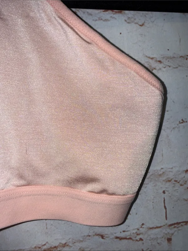Nike Pink High-Neck Strappy Sports Bra no pads Med pullover gym workout - Image 3