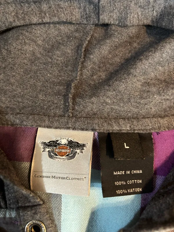 NWOT Harley Davidson Hooded Flannel Top - Image 3