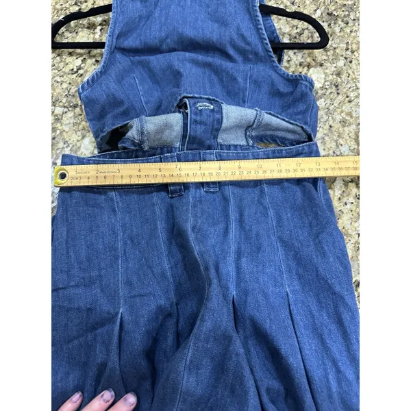 URBAN REVIVO Women's Cutout Sleeveless Lapel Denim Maxi Dress Size US‎ 6 Buttons - Image 9
