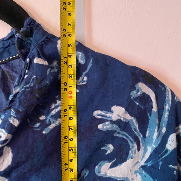 Pilcro Anthropologie Blue Floral Boho Button Down Blouse Cotton Women's size XS - Image 9