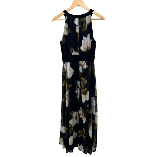 Joseph Ribkoff Floral Halter Maxi Dress Black Off White Womens 8 NEW Guest‎ - Image 5