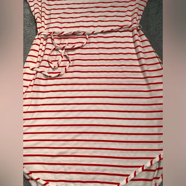 Anthropologie lili’s closet Red and White Striped Dress medium - Image 4