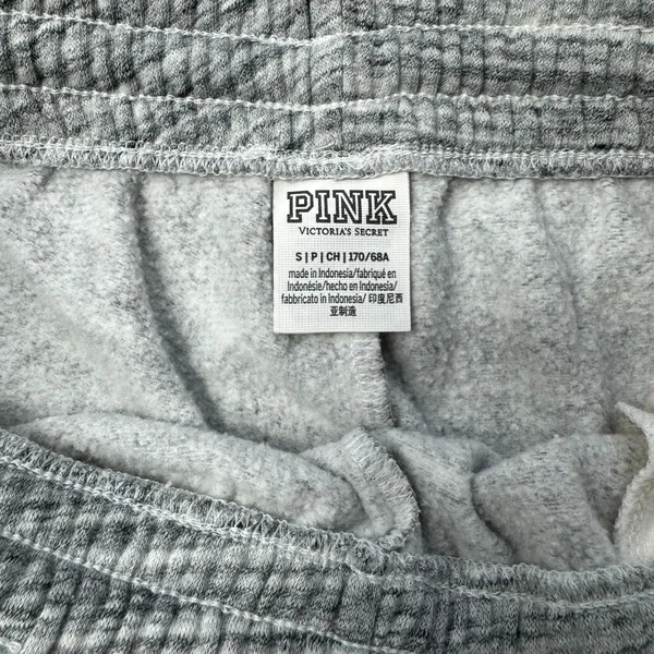Pink Wide Leg Sweat Pants Women's S Gray Fleece Pockets Athleisure Stretch - Image 5