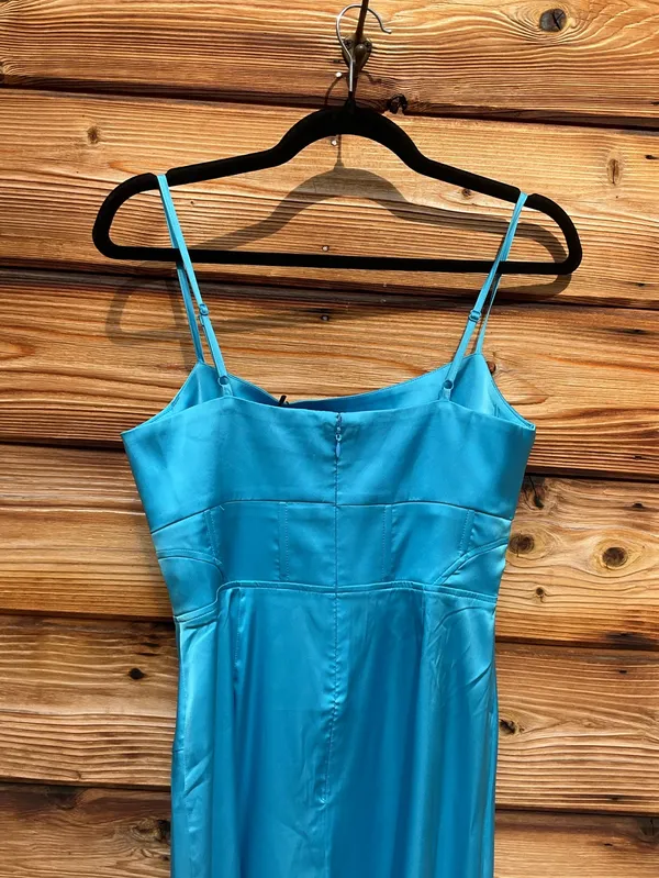 Steve Madden Size S Blue Drape Front Corset Satin Slip Dress - Image 9
