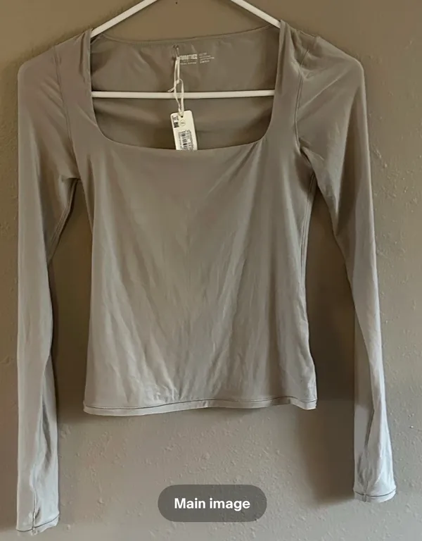 Aerie brown Square Neck Long Sleeve Pullover Top Women's XS Solid - Image 6
