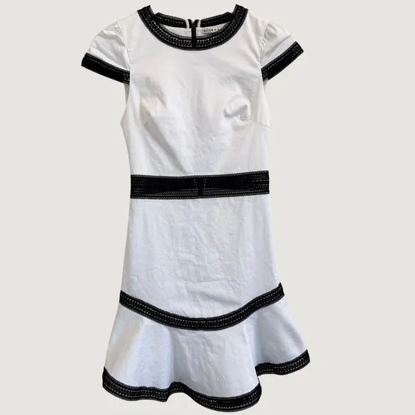 Alice + Olivia Rapunzel Fit & Flare Mini Dress Size 0 Black & White Lace - Image 3
