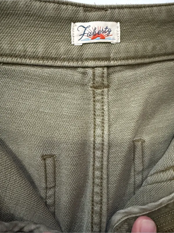 Faherty Stretch Terry Patch Pocket Pants Army Olive Green Flat Front EUC Size 28 - Image 3