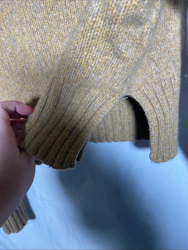 360 Sweater Womens Cashmere Wool Mustard Tan Turtleneck Sweater Medium - Image 3