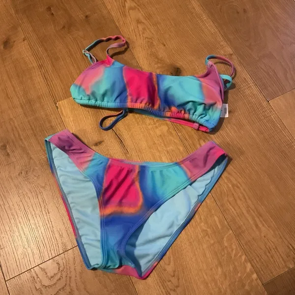 Wild Fable Blue Pink Bikini Top Bottom Colorblock Swim Women - Image 3
