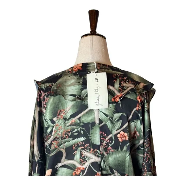 Johanna Ortiz‎ X H&M Dress Women Medium Green Tropical Floral Flounce Mini NWT - Image 6