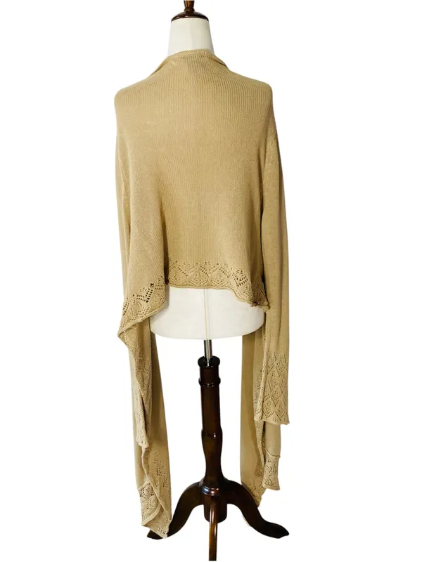 VINTAGE NEW YORK & COMPANY Crochet Knit Waterfall Wrap Cardigan - Image 4