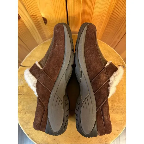 Merrell Women's Leather Encore Buckle Puff Slide Mules Faux Fur Cocoa size 5 - Image 6