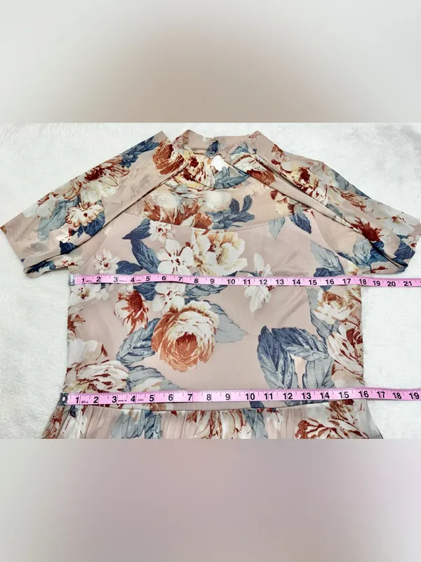 Kate and Lily Floral Mock-Neck Long Sleeve Maxi Dress Blush Pink Size 10 - Image 10