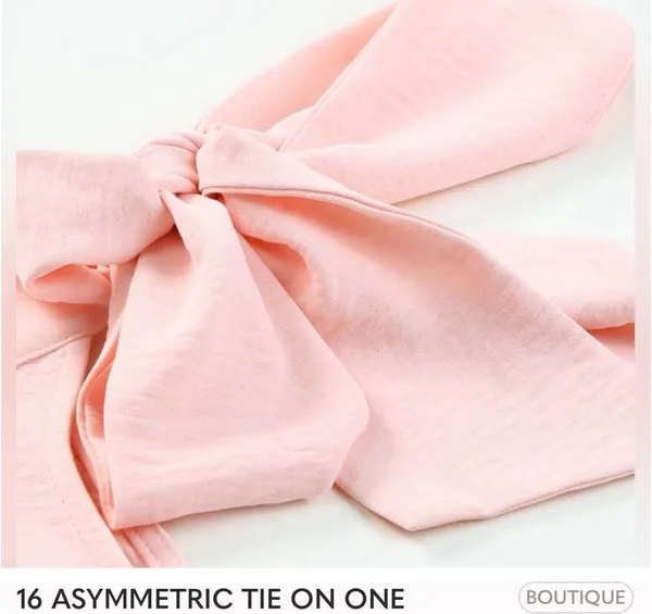 Asymmetrical Tie On One Shoulder Sleeveless Top in Light Pink - Image 4