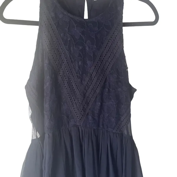 Abercrombie & Fitch Women Medium Blue‎ Lace Chiffon Fairy Grunge Mini Dress - Image 3
