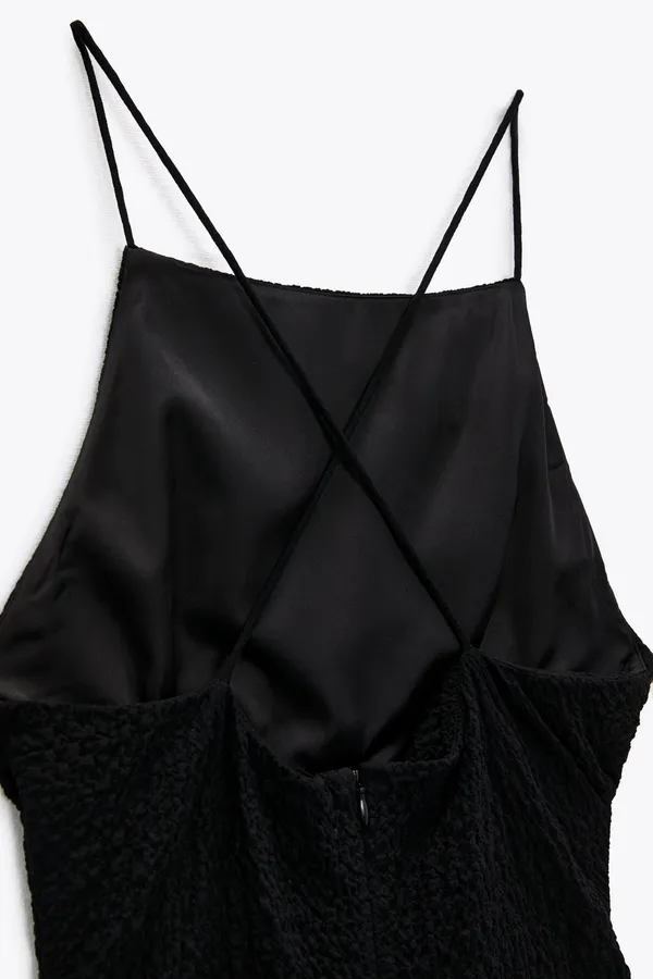 ZARA textured draped little black mini dress - Image 9