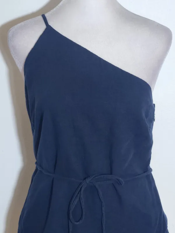 Abercrombie & Fitch Navy Blue One Shoulder Top Asymmetrical Hem Size XS - Image 2