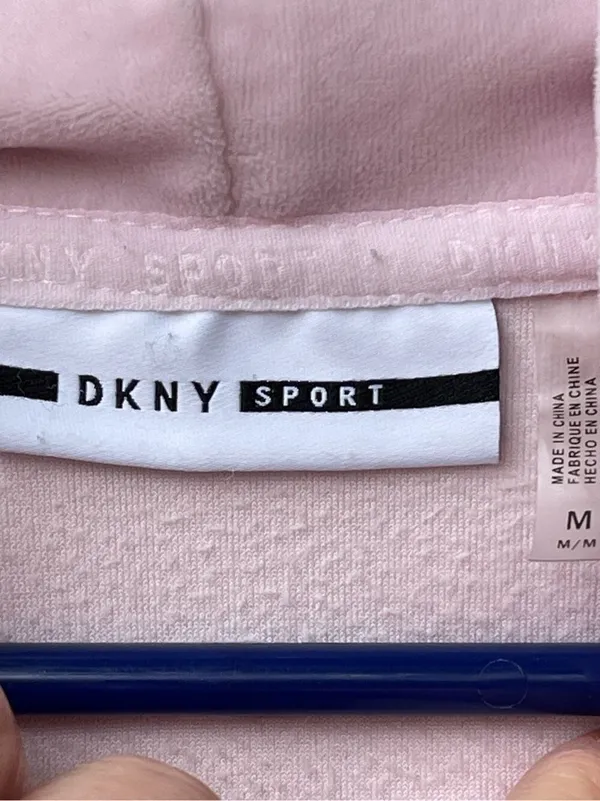 DNKY women’s size medium pink velvet pullover hoodie - Image 6