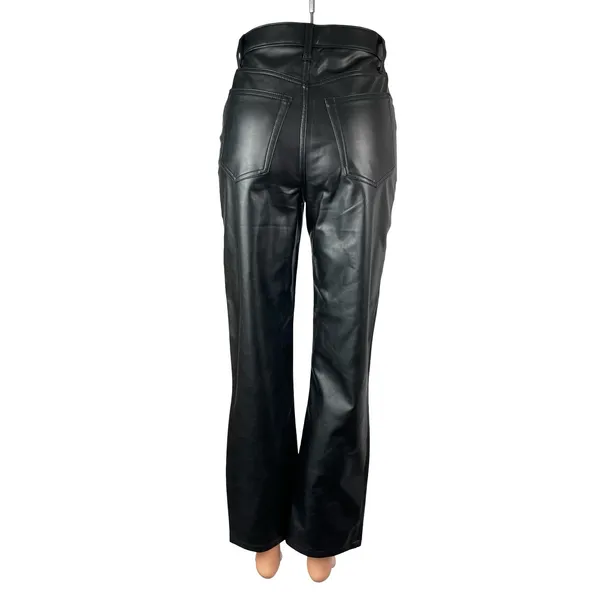 Abercrombie & Fitch 90s Straight Ultra High Rise Black Faux Leather Trousers 2 - Image 4