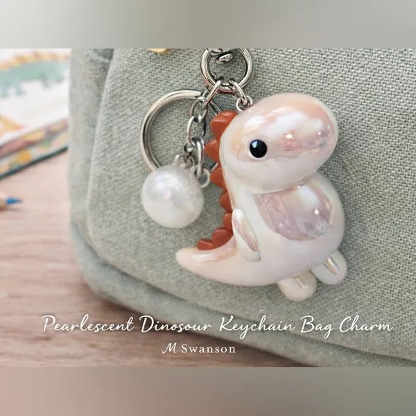 NEW Light Green Dinosaur Keychain Bag Charm – Cute Acrylic Dino - Image 4