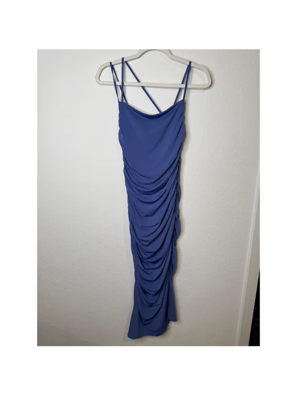Abercrombie and fitch blue midi ruched dress size small - Image 3