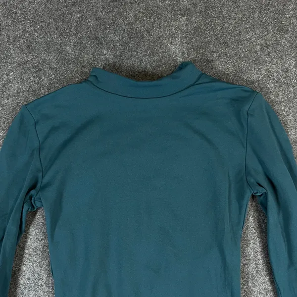 Babaton Mock Neck Long Sleeve Bodysuit Teal Green 2XS Thong Snap Closure - Image 7