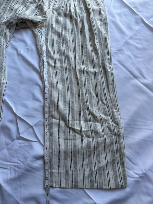 Anthropologie Ett:Twa Mauritius Paperbag Waisted Belted White Black Pants Size 0 - Image 9