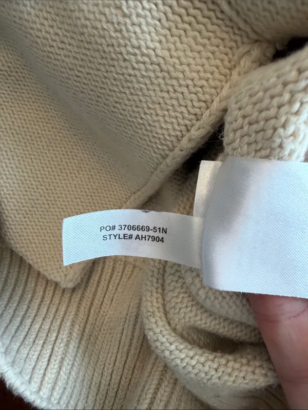 Lacoste Cream V-Neck Cardigan with Athletic Patch size medium - Image 9