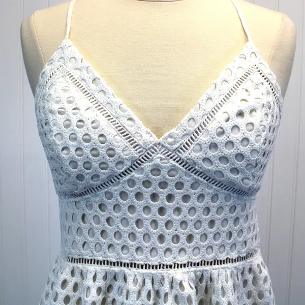 Abercrombie & Fitch Womens S Crochet Mini‎ Dress Sleeveless White Boho Whimsy - Image 8