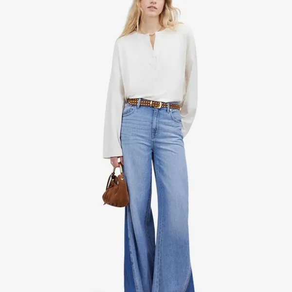 NWT Madewell Bombay Long Sleeve Henley in White - Size: Large - Image 12