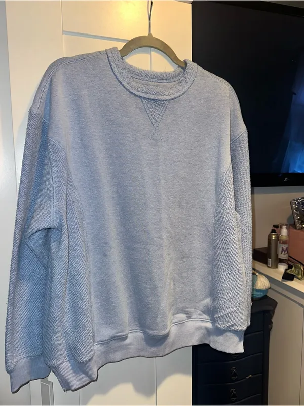 Aerie Fleece + Terry Cloth Sleeves Oversized Crewneck Sweatshirt. - Image 2