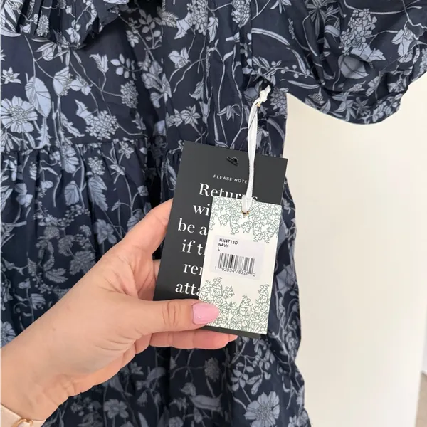 NWT Tuckernuck Hyacinth House Samson Mini Dress New Ruffle Navy‎ Floral Blue - Image 4