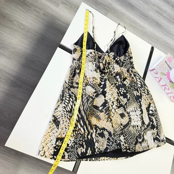 🖤 ZARA Woman Snakeskin Print Mini Dress Tie Back Adjustable Straps Sz XS🖤 - Image 16