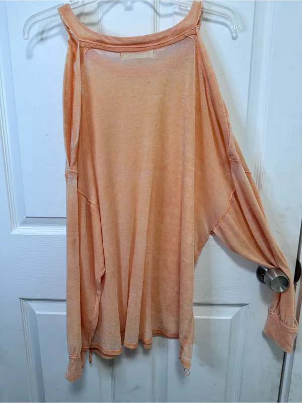 We The Free(Free People) Peach Cold-Shoulder Balloon Sleeve Top - Image 7