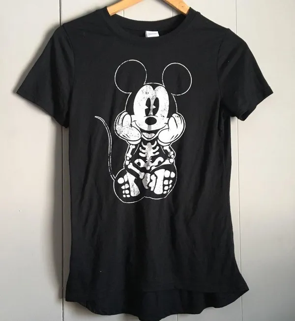 Disney Halloween Time Mickey Mouse Skeleton Graphic Tee Small - Image 3