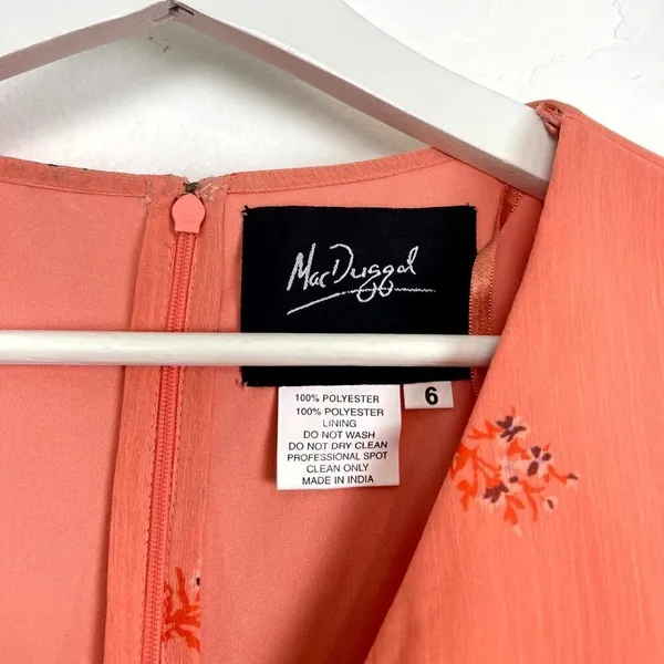 MAC DUGGAL Tiered Ruffle Chiffon Midi Dress in Apricot Size US 6 - Image 6