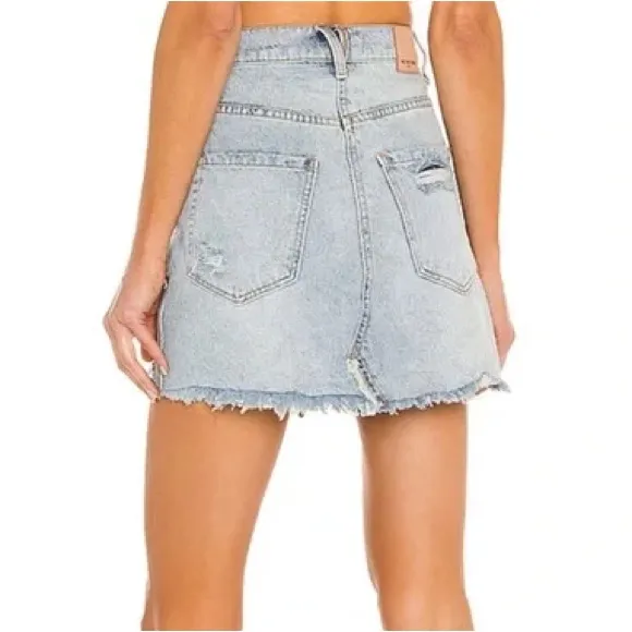 FREE PEOPLE We The Free Denim Brea Cutoff Skirt in Mile High Blue - Image 2
