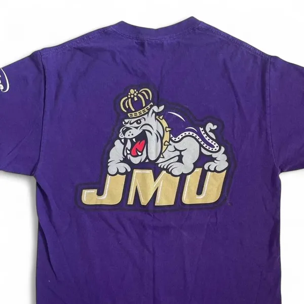 James Madison Purple Power Tee ✦ Open To All Offers ✦ Bundle Measurements: Like New Condition. No Flaw Mens James Madison University Purple Power T-Shirt Small Regular Fit. Excellent For Casual & Athletic Wear. JMU Mascot Back Side + Purple Power Text Front Side. Purple/ White/ Gold. ——— TAGS ——— #JMU #JamesMadison #Purple #College #Tshirt - Image 2