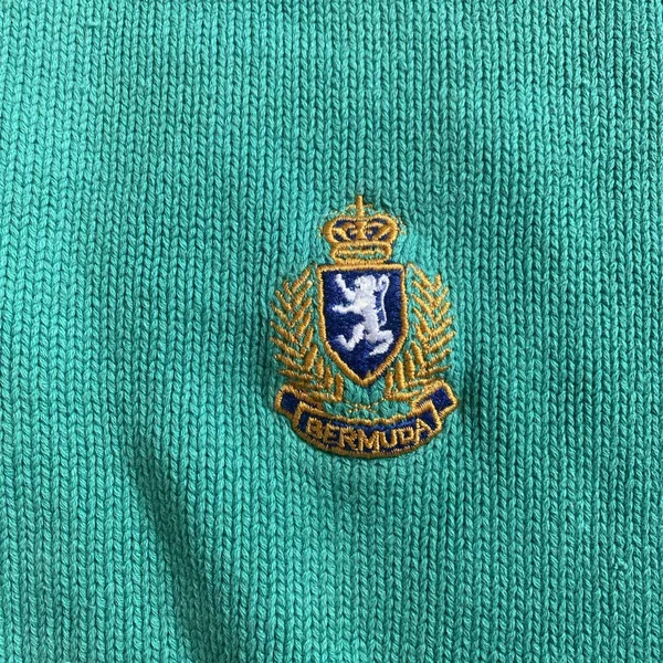 Bermuda Crest Cardigan Sweater Vintage 90s Women’s M Green Preppy Cruise Wear - Image 3