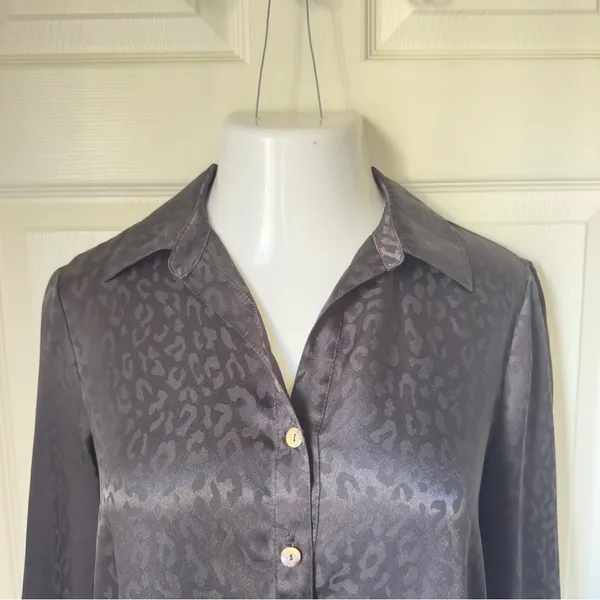 Show Me Your Mumu Small Black Satin Jacquard Print Shirt Indie Sleaze 90s Grunge - Image 5