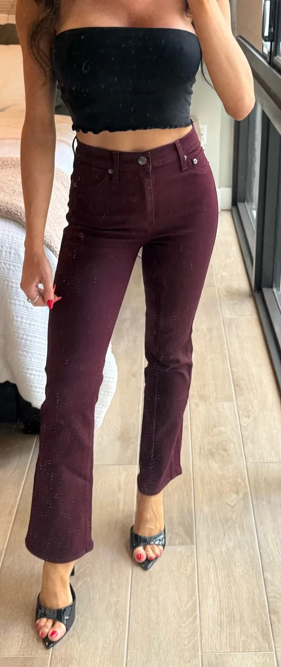 Vervet Jeans Skinny Straight Leg Bella Stretch Burgundy Size 24 - Image 4